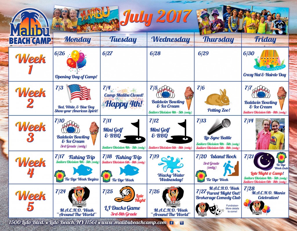 Event Calendar Malibu Beach Camp